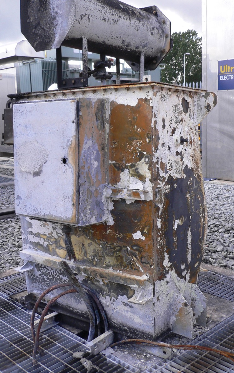 A burnt-out transformer